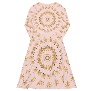 Snowflake Print Long Sleeve Midi Dress - Winter - Dipaliz - Dresses - Xs