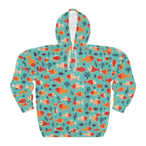 Vibrant Unisex Pullover Hoodie - Colorful Fish Print - Dipaliz - Hoodies