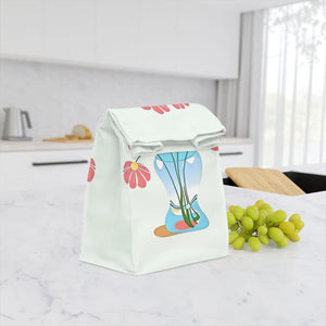 Lunch Bag - Red Flowers in a Vase Polyester Design - Dipaliz - 11.75’’ × 7.25’’ 4.75’’ - Accessories