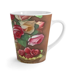 Chic Rose Flowers Latte Mug - 12oz Ceramic Gift - Dipaliz - Mugs