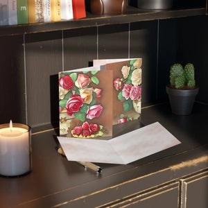 Elegant Blank Greeting Cards Rose Vase Cardstock - Dipaliz - & Note