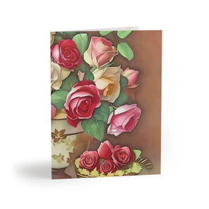 Elegant Blank Greeting Cards Rose Vase Cardstock - Dipaliz - & Note