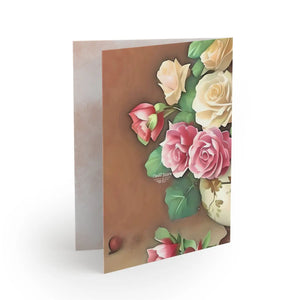 Elegant Blank Greeting Cards Rose Vase Cardstock - Dipaliz - & Note