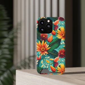 Vibrant Flowers Phone Case - Protective Card Holder - Dipaliz - Mobile Cases