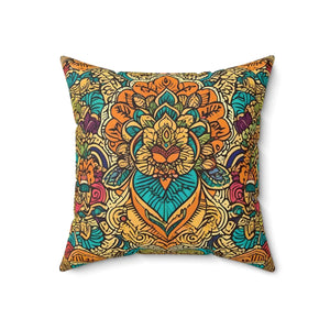 Vibrant Indian Polyester Square Pillow - Dipaliz - Throw Pillows