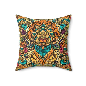 Vibrant Indian Polyester Square Pillow - Dipaliz - Throw Pillows