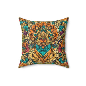 Vibrant Indian Polyester Square Pillow - Dipaliz - Throw Pillows