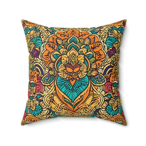 Vibrant Indian Polyester Square Pillow - Dipaliz - Throw Pillows