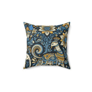 Vibrant Indian Pattern Spun Polyester Square Pillow - Dipaliz - 14’’ × - Throw Pillows