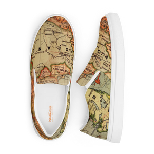 Vintage Map Canvas Shoes - Men’s Slip Urban Style - Dipaliz - Sneakers