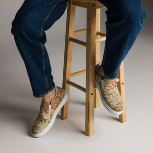 Vintage Map Canvas Shoes - Men’s Slip Urban Style - Dipaliz - Sneakers
