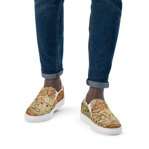Vintage Map Canvas Shoes - Men’s Slip Urban Style - Dipaliz - Sneakers