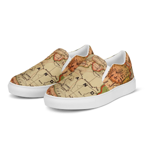 Vintage Map Canvas Shoes - Men’s Slip Urban Style - Dipaliz - Sneakers