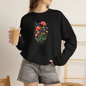 Dipaliz Watercolor Bouquet Sweatshirt Soft Cotton - Sweatshirts