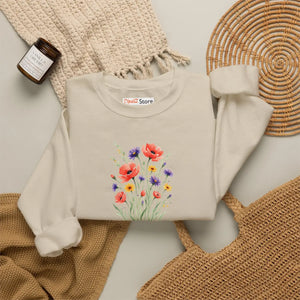 Dipaliz Watercolor Bouquet Sweatshirt Soft Cotton - Sweatshirts