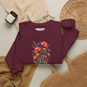 Dipaliz Watercolor Bouquet Sweatshirt Soft Cotton - Sweatshirts