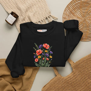 Dipaliz Watercolor Bouquet Sweatshirt Soft Cotton - Sweatshirts