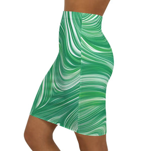 Green Wavy Mini Skirt - Women’s Pencil Fit - Dipaliz - Skirts - Xs