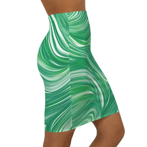 Green Wavy Mini Skirt - Women’s Pencil Fit - Dipaliz - Skirts - Xs