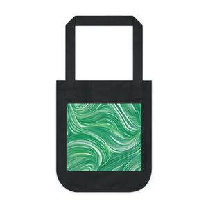 Canvas Tote Bag Wavy Pattern Green Eco Style - Dipaliz - Bags