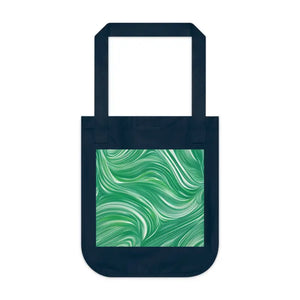 Canvas Tote Bag Wavy Pattern Green Eco Style - Dipaliz - one Size / Navy - Bags