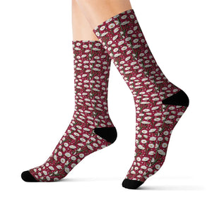 White Daisy Flowers Socks - Cushioned Comfort - Dipaliz