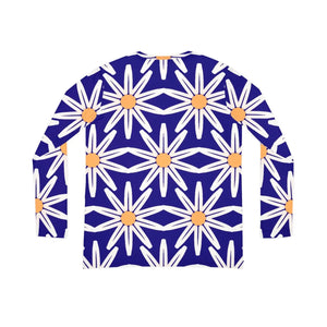 Cobalt Daisy Women’s Long Sleeve V-neck Shirt (aop) - T-shirts