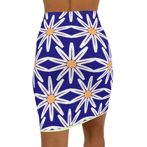 Stretchy Women’s Mini Skirt - White Floral Pattern - Dipaliz - Skirts - Xs