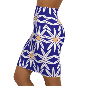Stretchy Women’s Mini Skirt - White Floral Pattern - Dipaliz - Skirts - Xs