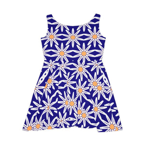 Skater Dress – White Flower Pattern Sustainable - Dipaliz - Dresses - Xs