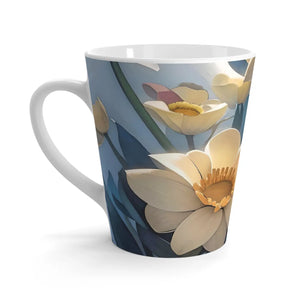 Floral Ceramic Latte Mug White Flowers 12oz - Dipaliz - Mugs