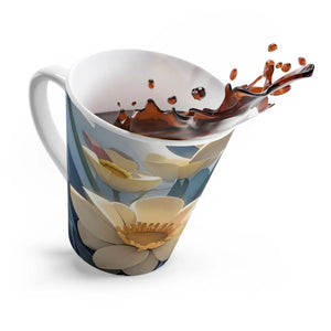 Floral Ceramic Latte Mug White Flowers 12oz - Dipaliz - Mugs