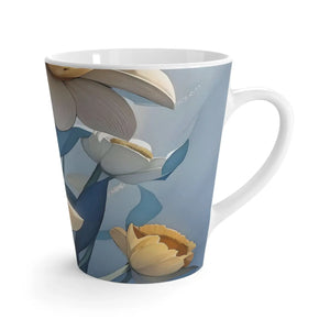 Floral Ceramic Latte Mug White Flowers 12oz - Dipaliz - Mugs