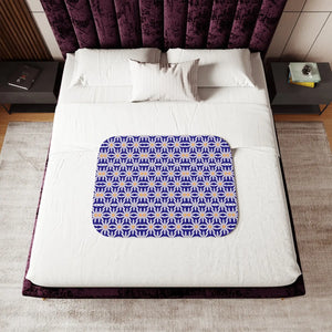 Sherpa Blanket – White Flowers Geometric Pattern - Dipaliz - Blankets