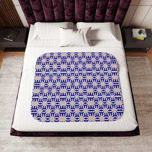 Sherpa Blanket – White Flowers Geometric Pattern - Dipaliz - Blankets