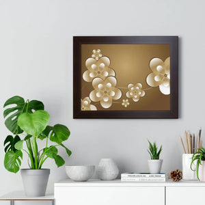 Modern Framed Horizontal Poster - White Flowers Digital Art - Dipaliz - Posters Prints & Visual Artwork