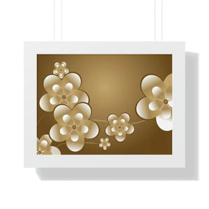 Modern Framed Horizontal Poster - White Flowers Digital Art - Dipaliz - Posters Prints & Visual Artwork