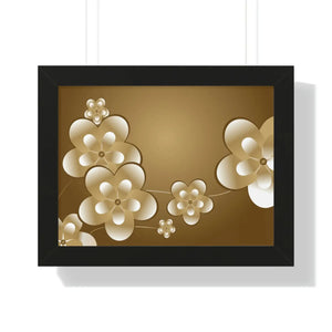 Modern Framed Horizontal Poster - White Flowers Digital Art - Dipaliz - Posters Prints & Visual Artwork
