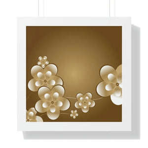 Modern Framed Horizontal Poster - White Flowers Digital Art - Dipaliz - Posters Prints & Visual Artwork