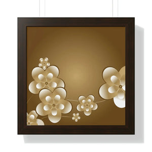 Modern Framed Horizontal Poster - White Flowers Digital Art - Dipaliz - Posters Prints & Visual Artwork