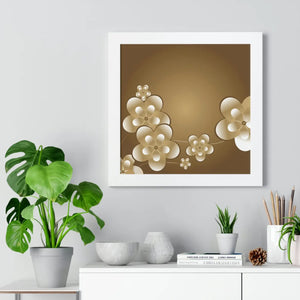 Modern Framed Horizontal Poster - White Flowers Digital Art - Dipaliz - Posters Prints & Visual Artwork