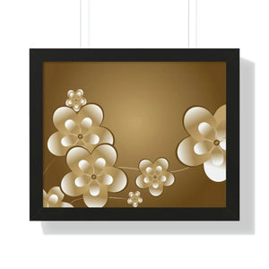 Modern Framed Horizontal Poster - White Flowers Digital Art - Dipaliz - Posters Prints & Visual Artwork