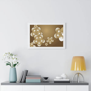 Modern Framed Horizontal Poster - White Flowers Digital Art - Dipaliz - Posters Prints & Visual Artwork