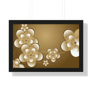 Modern Framed Horizontal Poster - White Flowers Digital Art - Dipaliz - Posters Prints & Visual Artwork