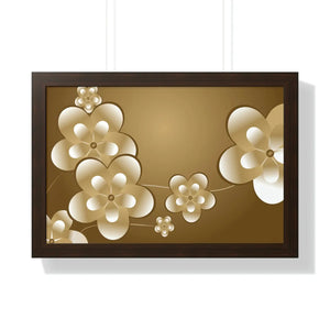 Modern Framed Horizontal Poster - White Flowers Digital Art - Dipaliz - Posters Prints & Visual Artwork