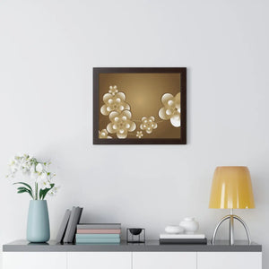 Modern Framed Horizontal Poster - White Flowers Digital Art - Dipaliz - Posters Prints & Visual Artwork