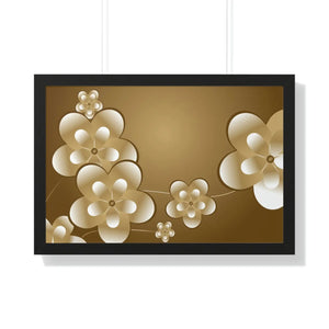 Modern Framed Horizontal Poster - White Flowers Digital Art - Dipaliz - Posters Prints & Visual Artwork