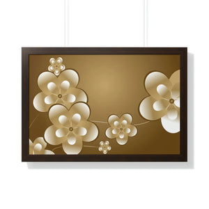 Modern Framed Horizontal Poster - White Flowers Digital Art - Dipaliz - Posters Prints & Visual Artwork