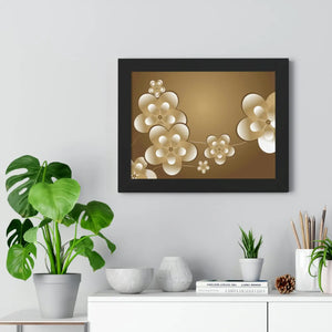 Modern Framed Horizontal Poster - White Flowers Digital Art - Dipaliz - Posters Prints & Visual Artwork