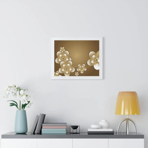 Modern Framed Horizontal Poster - White Flowers Digital Art - Dipaliz - Posters Prints & Visual Artwork